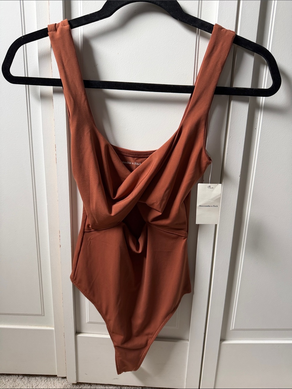 Abercrombie & Fitch Rust Brown Draped Bandeau Bodysuit